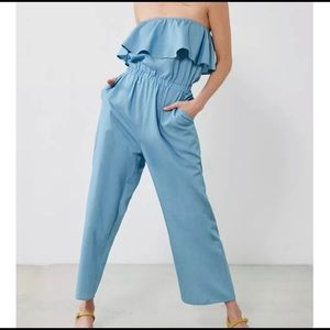 New Lucca by Urban Outfitters Strapless Chambray Jumpsuit size M